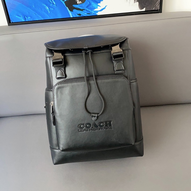 COACH 蔻驰 双肩包League Flap拼色翻盖抽绳男士背包
