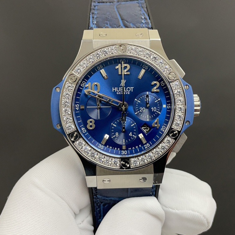 恒宝Hublot 钻壳 蓝 多功能计时 4100 顶级品质