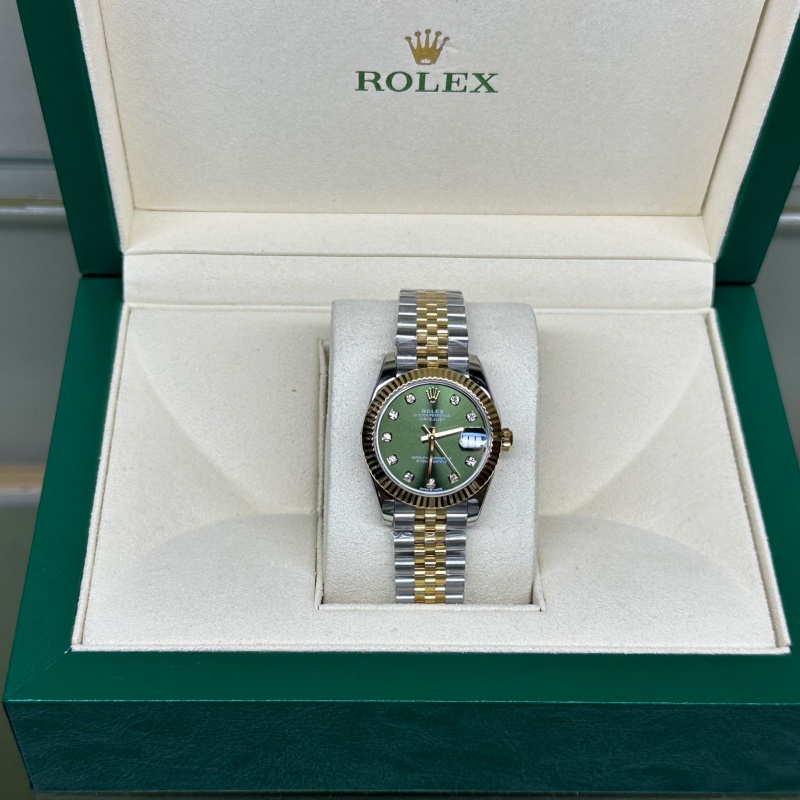 劳力士rolex日志系列女表钢带机械橄榄绿日志31mm